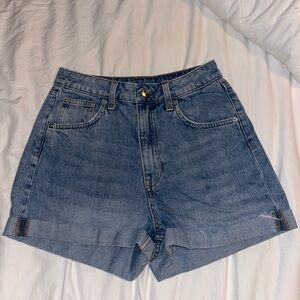 H&M Divided High Waisted Cuffed Denim Jean Shorts